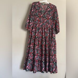 Zara Women’s Floral Maxi Dress Ruffle Tiered Size Medium